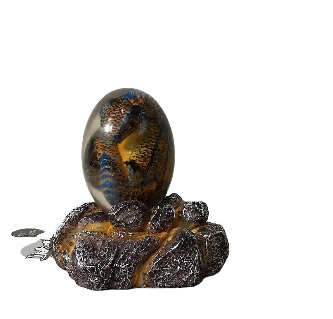 Souvenir Dragon Egg With Lava Base Sculpture Resin Craft Desktop Decor Ornamental Dragon Egg Dinosaur Egg Ornaments