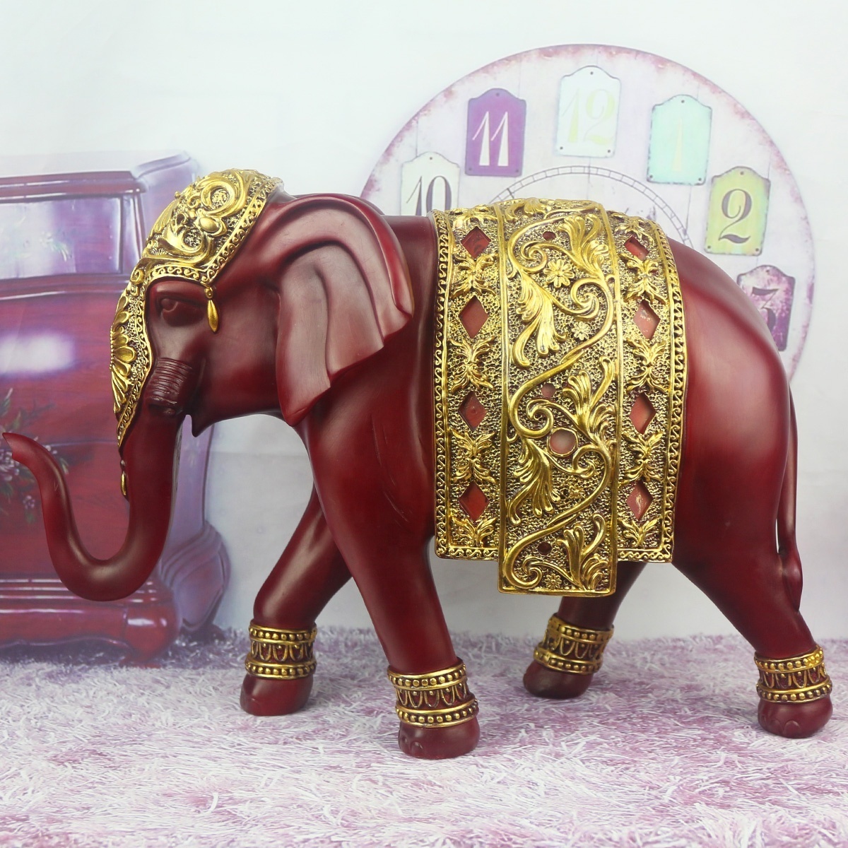 Elephant Figurine Resin Golden Figurine For Home Decor