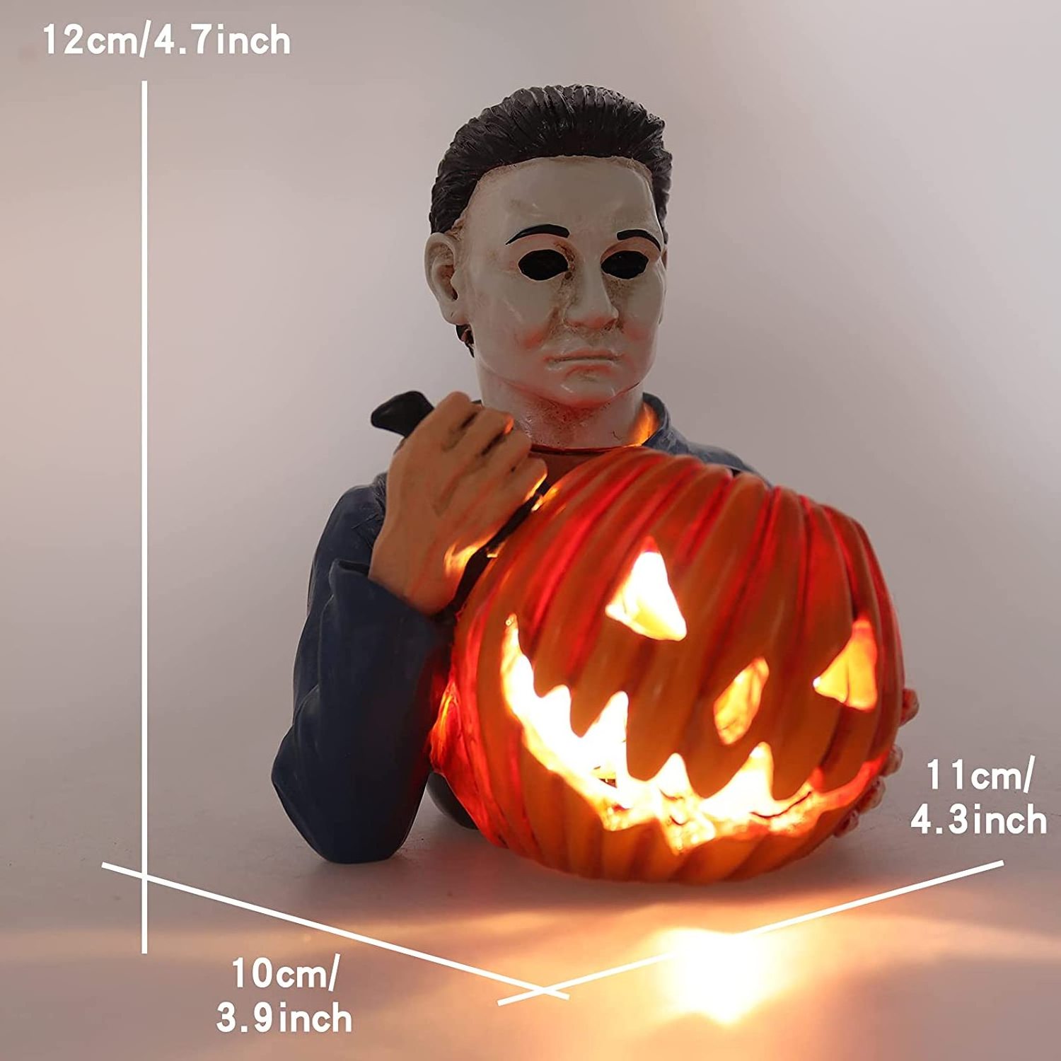 Resin Spooky Light Up Michael Myers Statue Halloween Decoration Sam Trick 'r Treat with Pumpkin Horror Movie Garden Gnomes