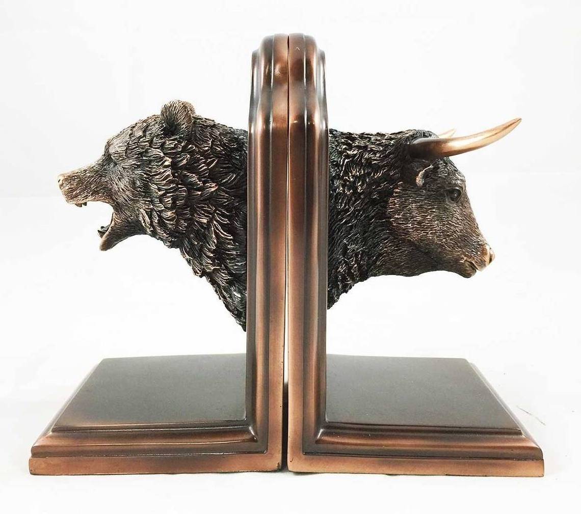 Resin Bull VS Bear Bookends Figurine  Entrepreneur  Office Decor Gifts Boss CEO Library Decoration