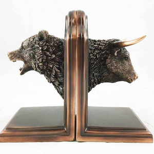 Resin Bull VS Bear Bookends Figurine  Entrepreneur  Office Decor Gifts Boss CEO Library Decoration