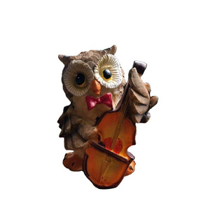 Resin Owl Musician Figurine Toy Figurine Home Garden Decoration 3.2 Inches Tall Home Decoration