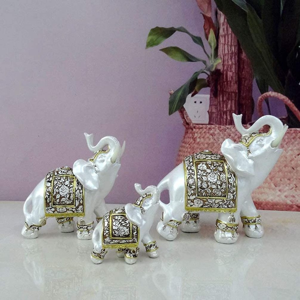 Silver Elephant Resin Crafts Desktop Ornaments European Style Home Decorations Housewarming Custom Animal Statues