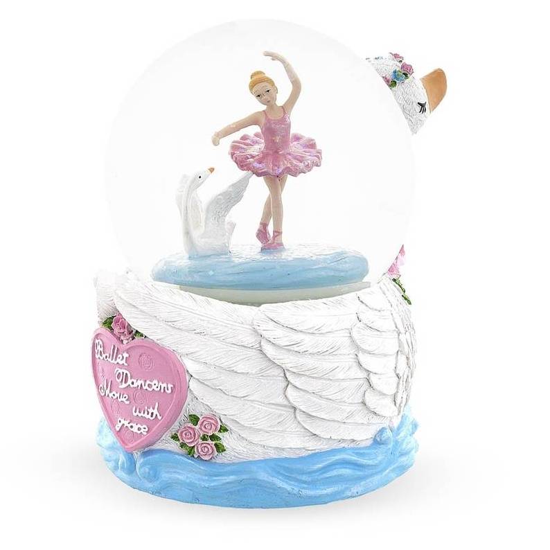 Hot Sale Hot Sale Nanwei Resin Custom Made Christmas Snow Globe With Music Swan Lake Ballet Musical Snow Globe