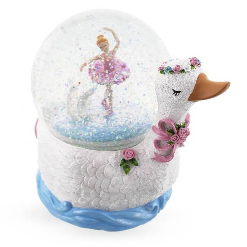 Hot Sale Hot Sale Nanwei Resin Custom Made Christmas Snow Globe With Music Swan Lake Ballet Musical Snow Globe