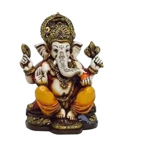 Religious Statue Indian Elephant Trunk God Customised Resin Family Tabletop Ornament Custom Ganesh Figurine