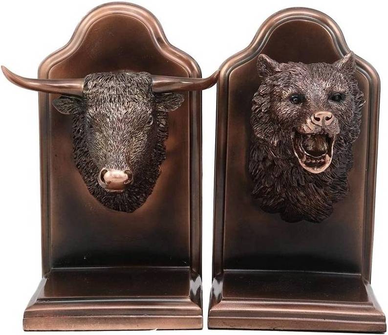 Resin Bull VS Bear Bookends Figurine  Entrepreneur  Office Decor Gifts Boss CEO Library Decoration