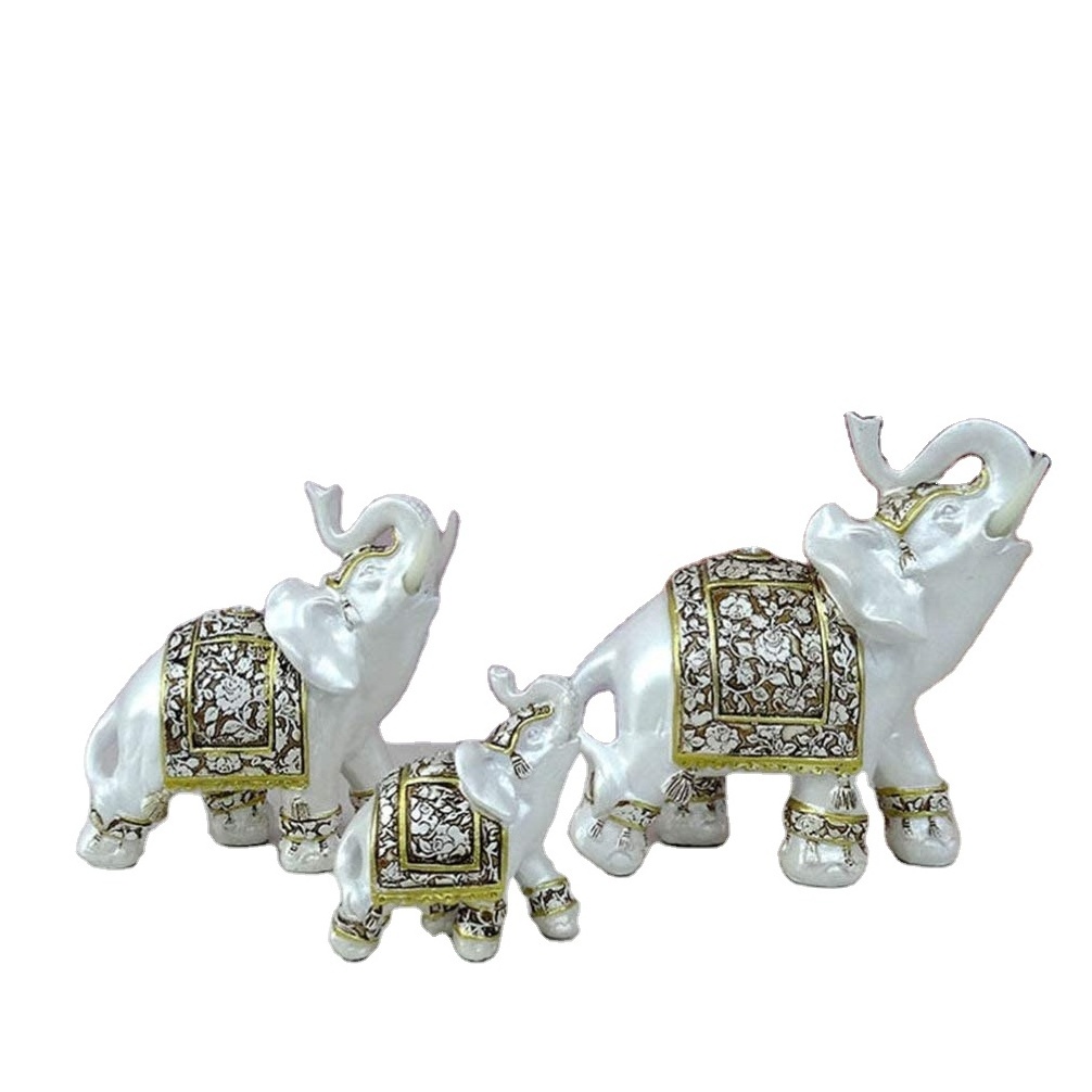 Silver Elephant Resin Crafts Desktop Ornaments European Style Home Decorations Housewarming Custom Animal Statues