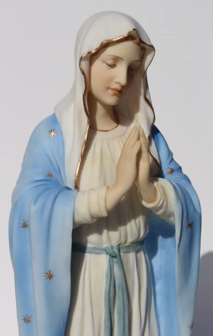 wholesale hand made resin catholic religious statues 11.75 Inch Blessed Virgin Mary Decorative Figurine, Pastel Color