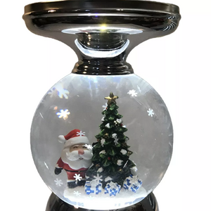 Bath And Body Works Water Globe Santa Pedestal 3-Wick Candle Holder