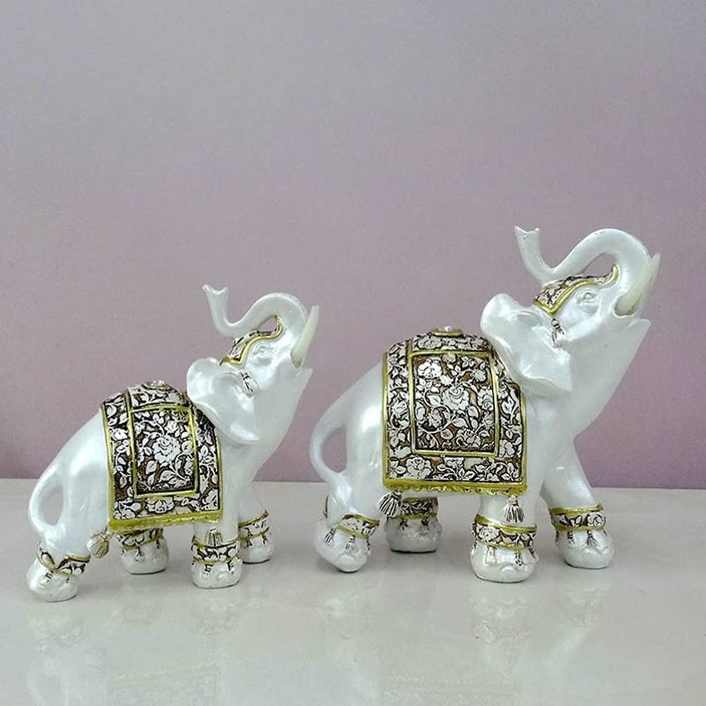 Silver Elephant Resin Crafts Desktop Ornaments European Style Home Decorations Housewarming Custom Animal Statues