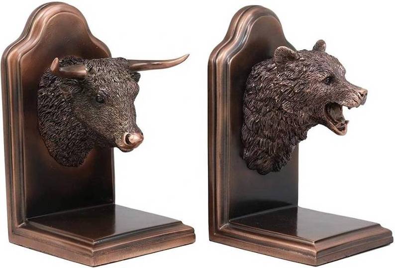 Resin Bull VS Bear Bookends Figurine  Entrepreneur  Office Decor Gifts Boss CEO Library Decoration