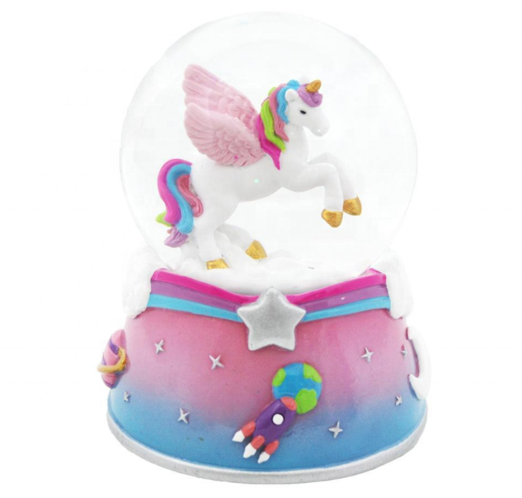 Custom Resin Unicorn Snow Globe , a wonderful gift for Christmas Birthday, House Decoration High quality