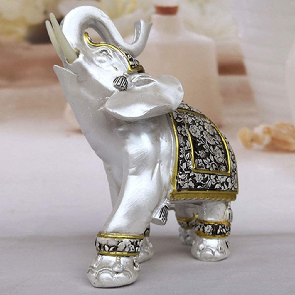 Silver Elephant Resin Crafts Desktop Ornaments European Style Home Decorations Housewarming Custom Animal Statues