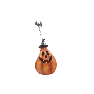 Custom Hollowed-out Pumpkins And Bats Halloween Garden Decorations With Witch Hat Desktop Decor