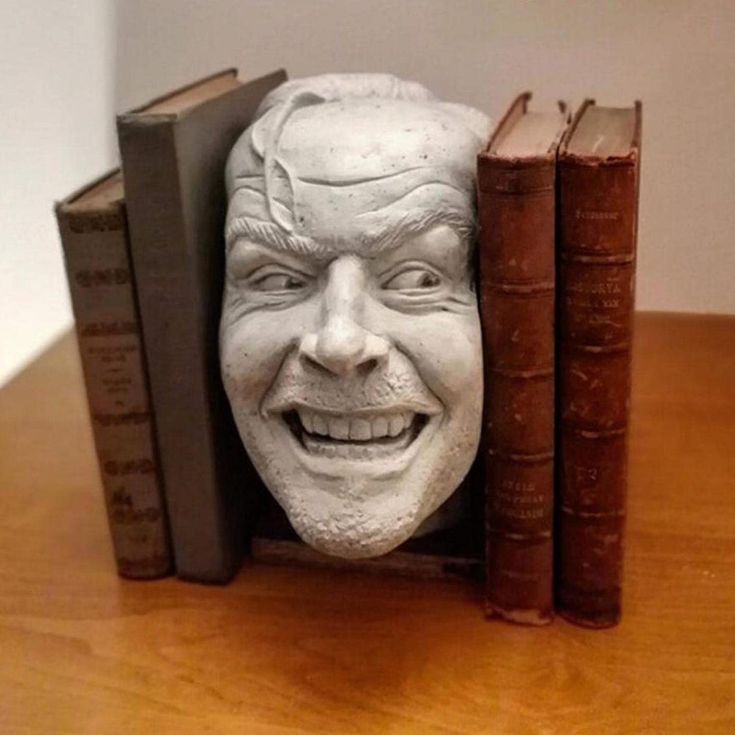 Resin Sculpture of The Shining Bookend - Library Here's Johnny Sculpture Resin Desktop Bookends Ornament Book Holders Shelf