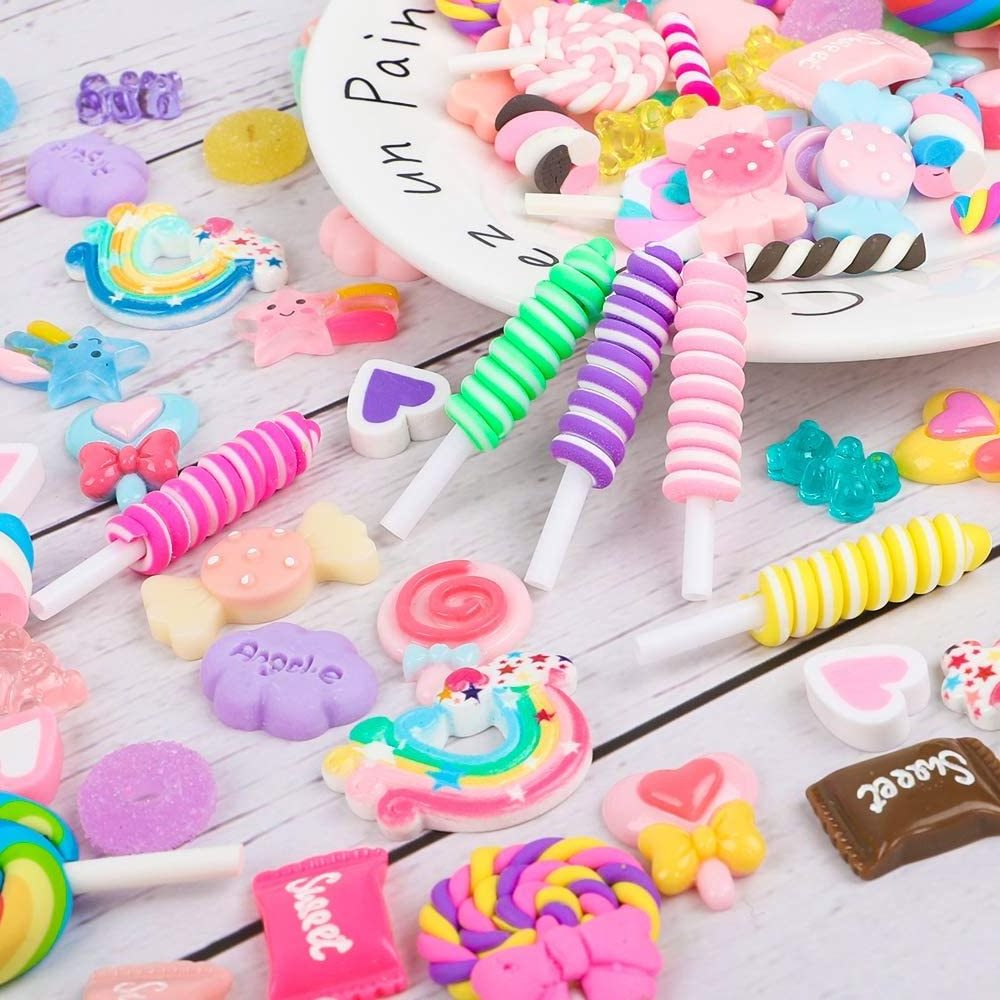 Slime Charms Cute Set Resin Charms Mixed Assorted Candy Sweets Resin Slime Beads Making Supplies For Craft Making