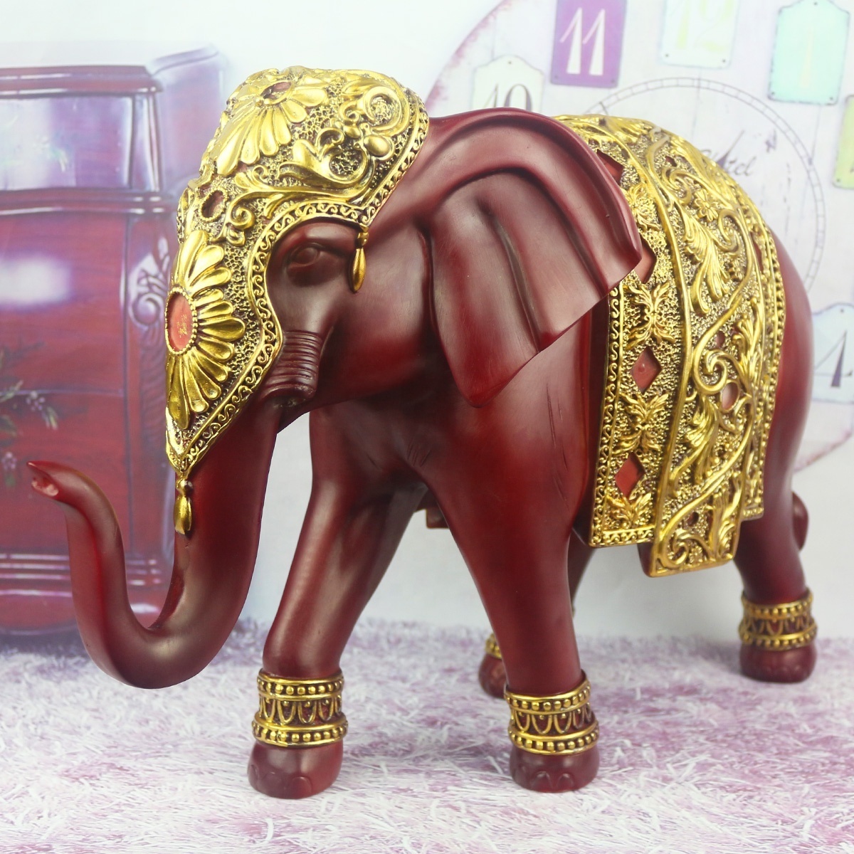 Elephant Figurine Resin Golden Figurine For Home Decor