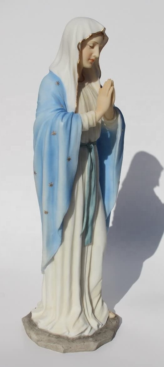 wholesale hand made resin catholic religious statues 11.75 Inch Blessed Virgin Mary Decorative Figurine, Pastel Color