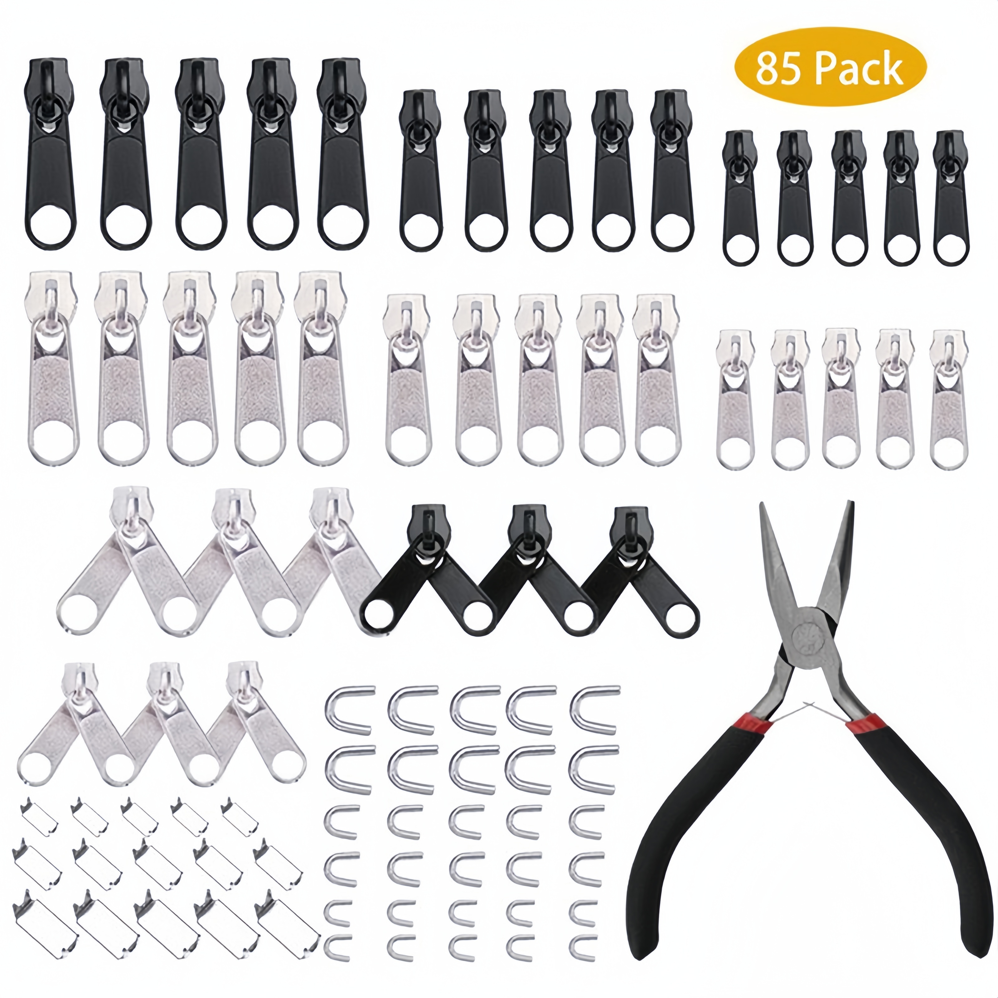 Wholesale 85 Pieces Zipper Repair Kit Zipper Replacement Zipper Pull Rescue Kit with Pliers Tool and Zip Extension Puller