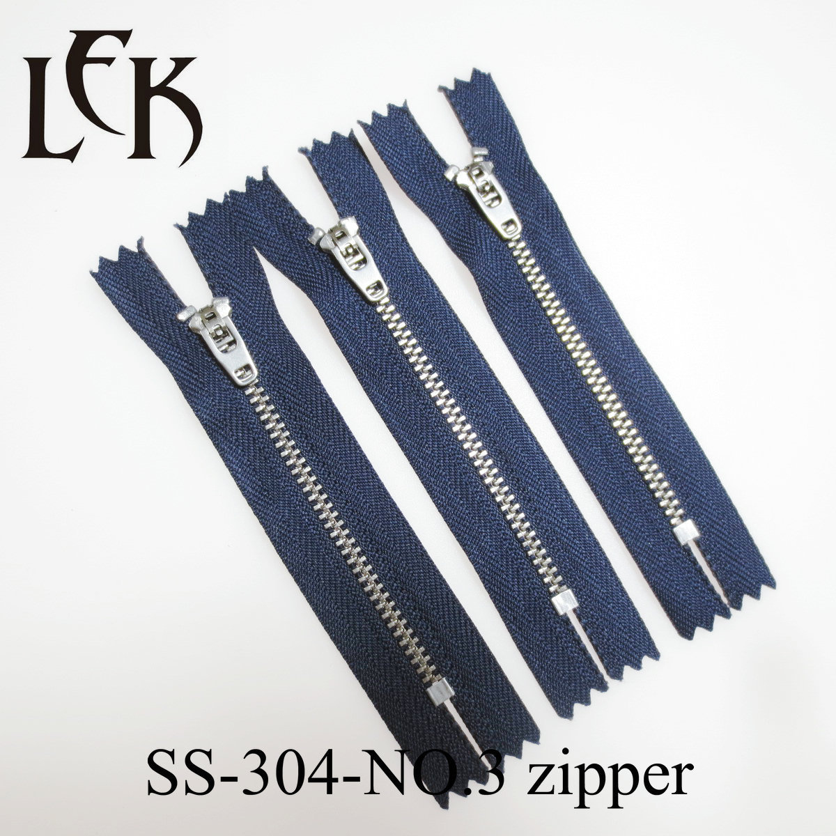 Custom close end sliver yg zipper logo jeans metal zipper close end non-magnetic 304 stainless steel zipper 3# 4# for sewing