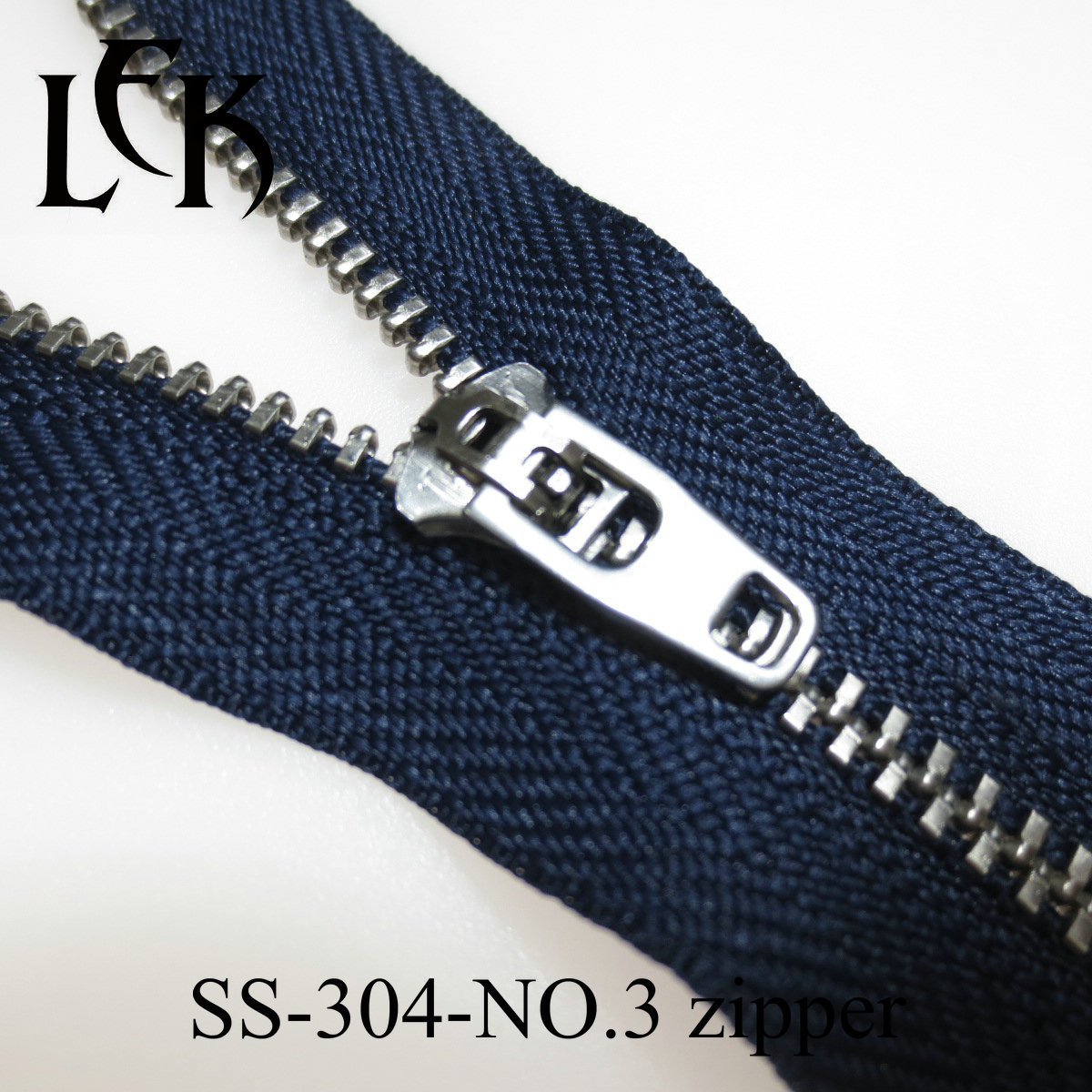 Custom close end sliver yg zipper logo jeans metal zipper close end non-magnetic 304 stainless steel zipper 3# 4# for sewing