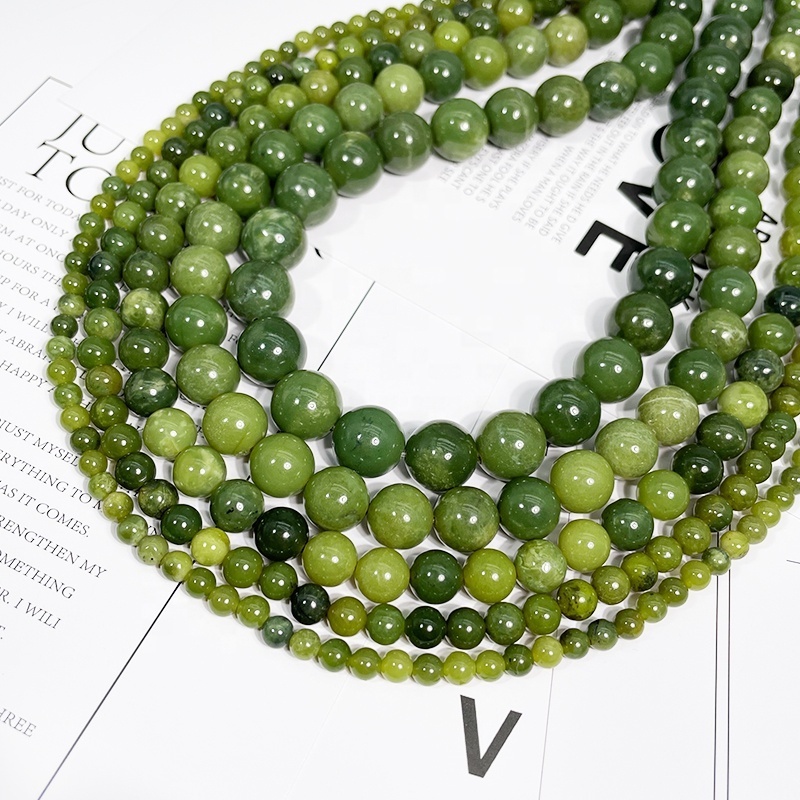 Natural New Canada Green Jade Loose Beads Gemstone Jewelry Making Factory Wholesale Hot Selling Polished Nephrite Jade Beaded