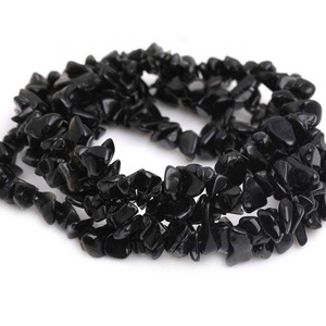 Wholesale 5-8mm Freeform Black Glass for Jewelry Making Gravel Black Glass Chips Loose Beads 33"