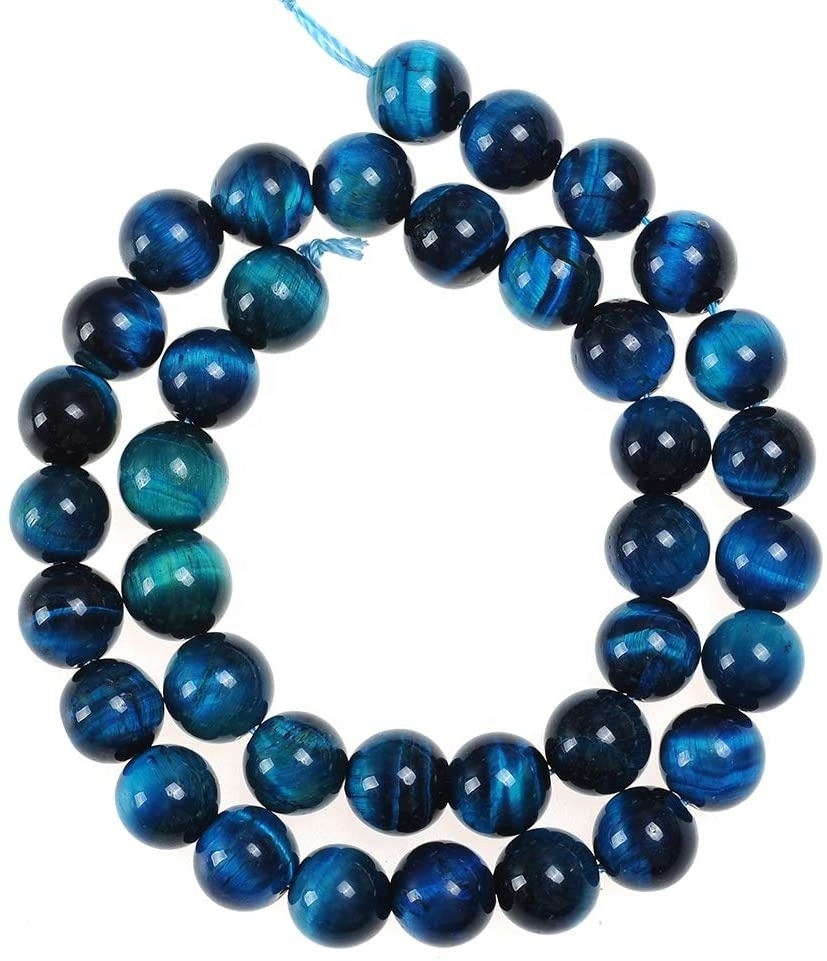 AA Lake Blue Tiger Eye Round Energy Stone Healing Power Gemstone Loose Beads (Natural Tiger Eye Color Dyed)