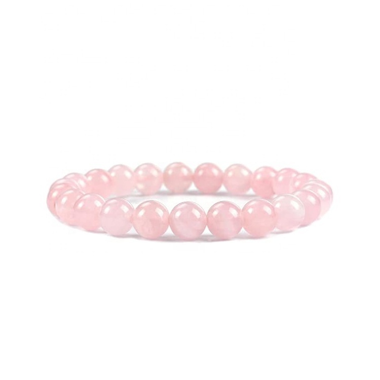 Natural 8mm Rose Quartz Crystal Energy Stone Beads Elastic Stretchable Bracelet Healing Power