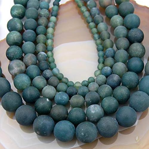 Matte Frosted Moss Agate Beads for Jewelry Making Necklace Bracelet Moss Agate Gemstone Loose Beads