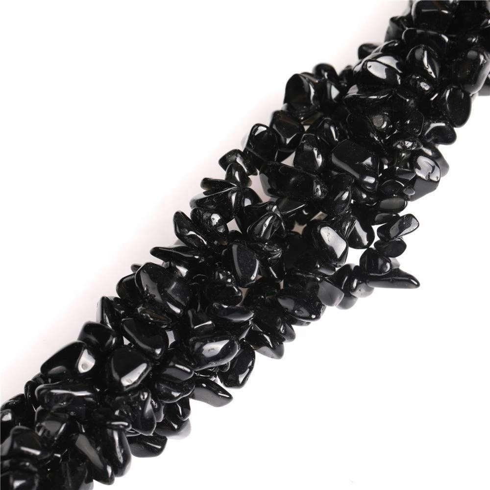 Wholesale 5-8mm Freeform Black Glass for Jewelry Making Gravel Black Glass Chips Loose Beads 33