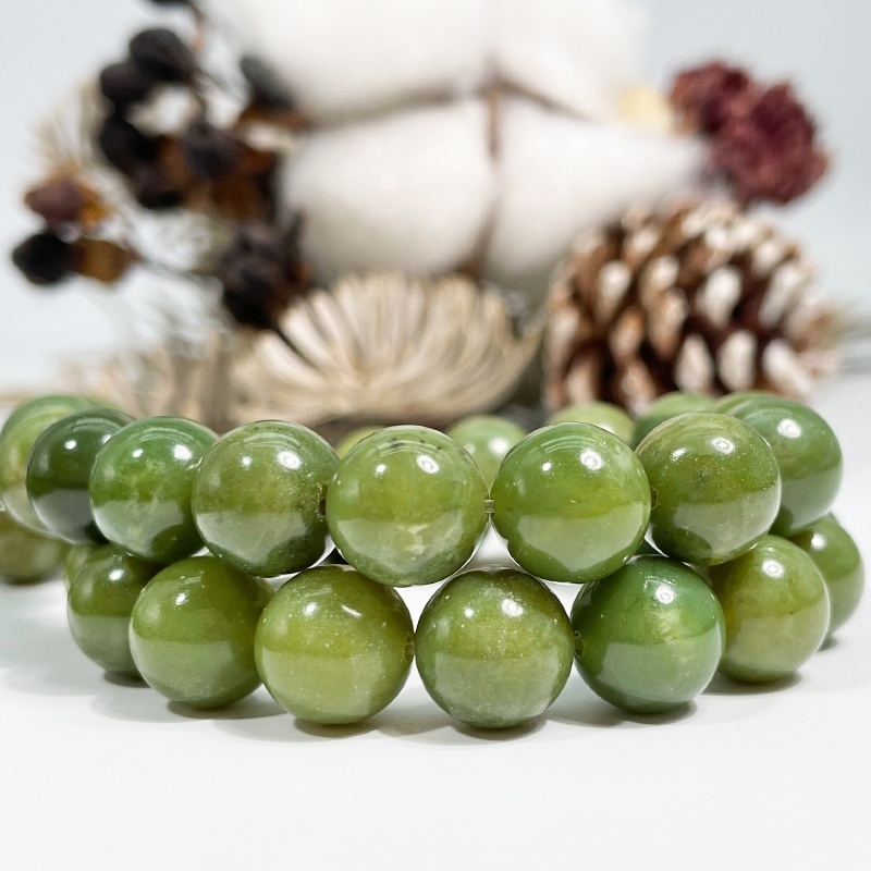 Natural New Canada Green Jade Loose Beads Gemstone Jewelry Making Factory Wholesale Hot Selling Polished Nephrite Jade Beaded