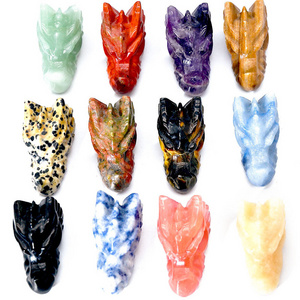 Wholesale Natural Crystal Stone Crafts Dragon Head Skull Carving For Decoration Feng shui ornaments Year of the Dragon crafts