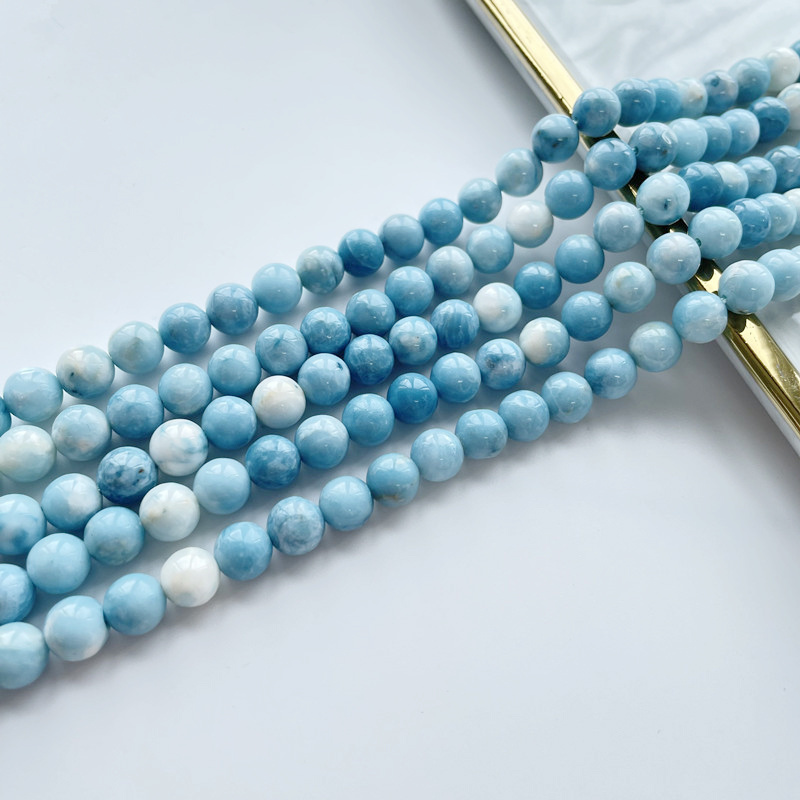 Natural Stone Beads Blue Sky Stone Larimar Color Enhanced Healing Power Loose Gemstone Beads for Jewelry Making