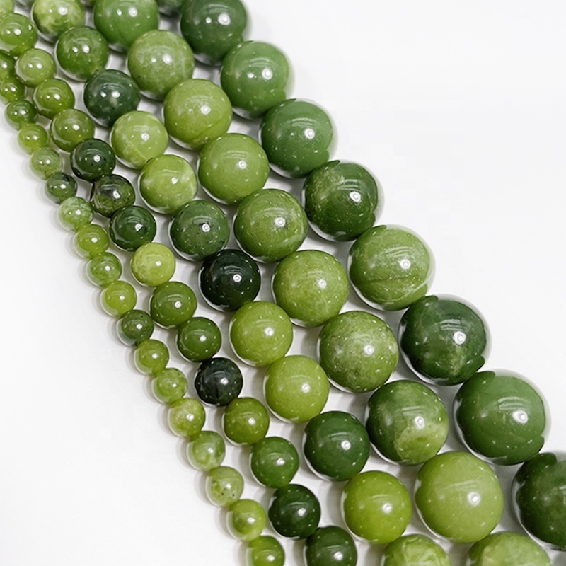 Natural New Canada Green Jade Loose Beads Gemstone Jewelry Making Factory Wholesale Hot Selling Polished Nephrite Jade Beaded