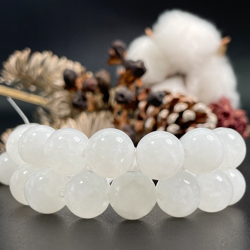 Natural Smooth Milky White Jade Gemstone Loose Beads For Jewelry Making DIY Handmade Crafts 4mm 6mm 8mm 10mm 12mm 14mm