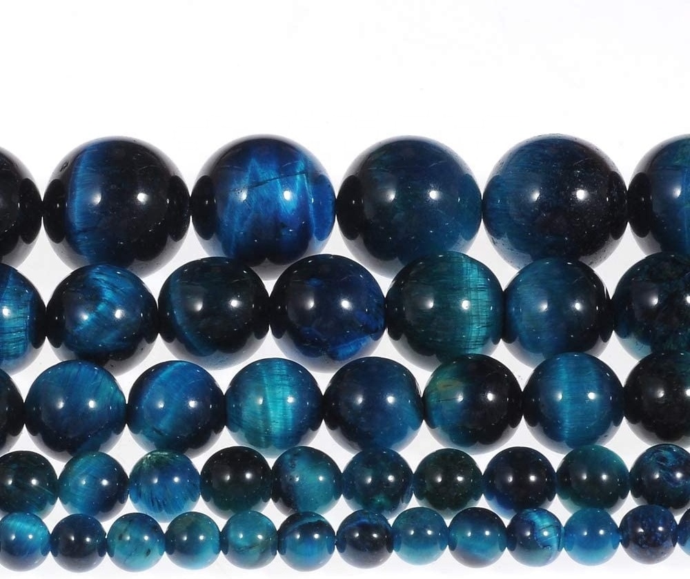 AA Lake Blue Tiger Eye Round Energy Stone Healing Power Gemstone Loose Beads (Natural Tiger Eye Color Dyed)