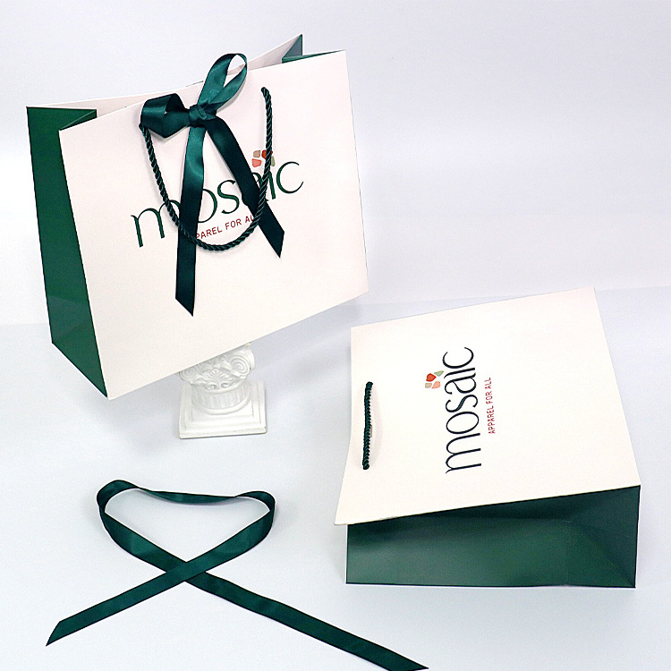 Supplier Custom Logo Printed Recycled Gift Paper Bags With Ribbon Bow Skincare Perfume Packaging Paper Gift Bag For Cosmetics