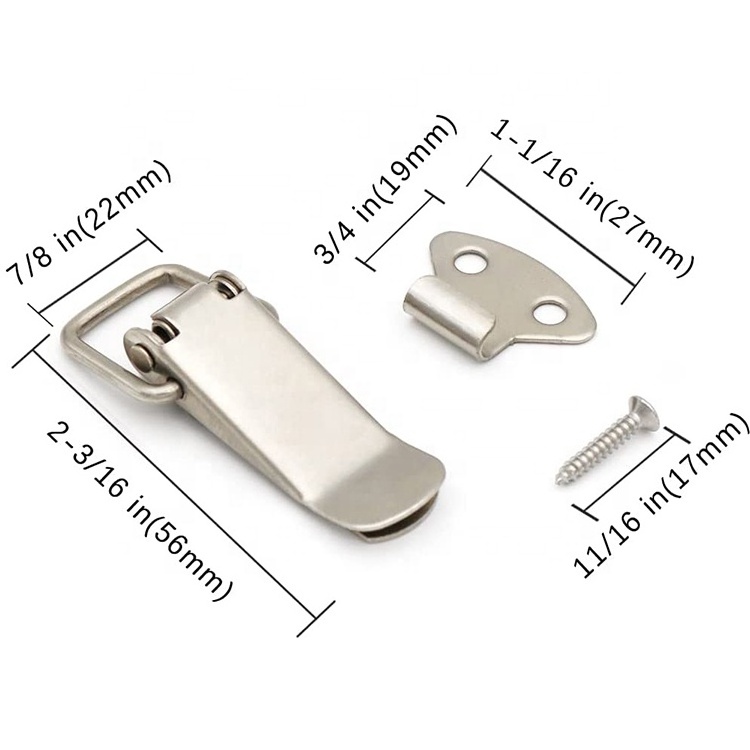 silver catch hasp clamp clip stainless steel lock spring loaded toggle latch for cabinet wooden case box