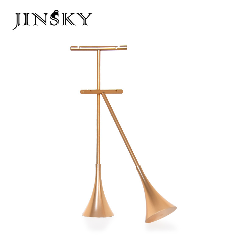 JINSKY Metal Earring Display Stand  Gold T-bar Earring Holder Countertop Jewelry Display Organizer for Earrings