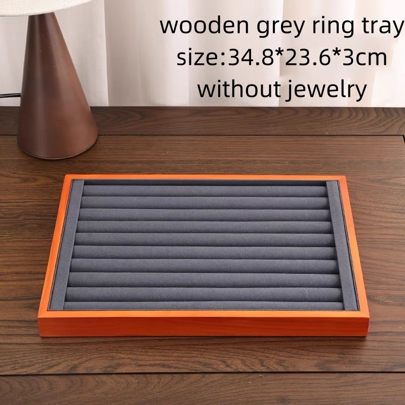 Jinsky New Product Fashion Jewellery Tray Pendant Ring Necklace Luxury Tray Jewelry Display Solid Wood Jewelry Tray