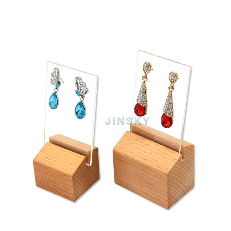 New design jewelry display acrylic wood earring holder for jewelry store counter display