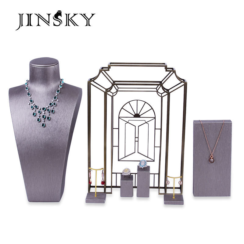 New Fashion Custom Metal Jewellery Window Display Stand Ring Earrings Bracelet Necklace Watch Jewelry Display Set