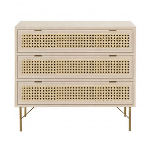 Jinsong Fashion Rattan Bedside Furniture 2 Door Bedroom Living Room Chest Small Wooden Rattan Storage Cabinet