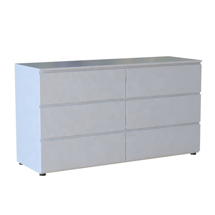 2022 Modern White 6 Drawers Of Chest Dresser Wooden Double Wardrobe Bedroom Armoire Living Room Furniture 6 Drawers Cabinet