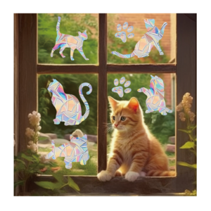 vinyl bird prevention suncatcher sticker paper cat custom suncatcher sticker decal for window