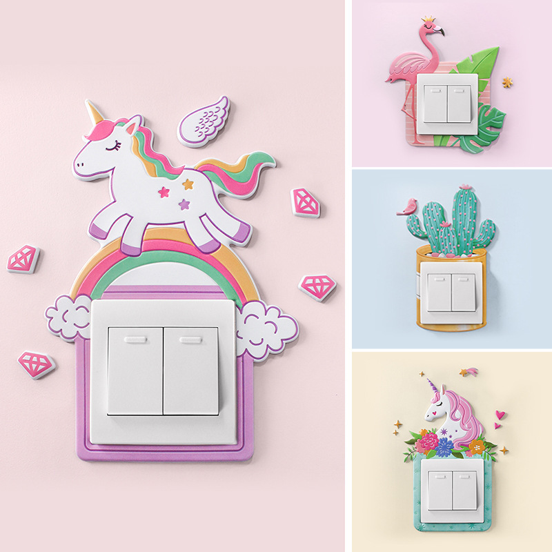 Luminous Cartoon Unicorn Softs Decoration Wall Glow In The Dark Light Wall Switch Stickers