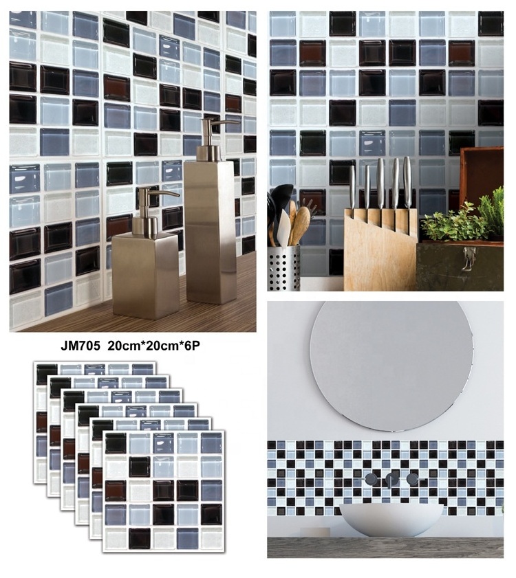 20cm 3d mosaic sticker vinyl self adhesive waterproof bathroom oil proof backsplash kitchen wall tiles stickers