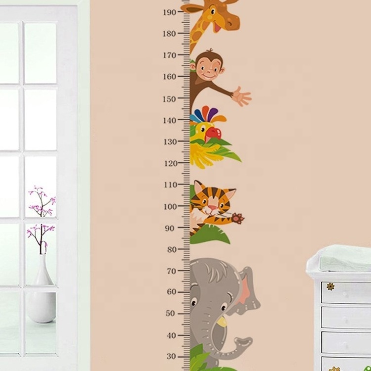 New styles animal height wall stickers waterproof adhesive wall decoration stickers for baby room and kindergarten